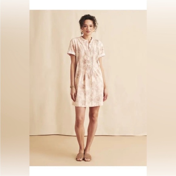 FAHERTY Gemina Dress - Peach Palms Shirt Dress Large linen ecovero - Picture 8 of 8